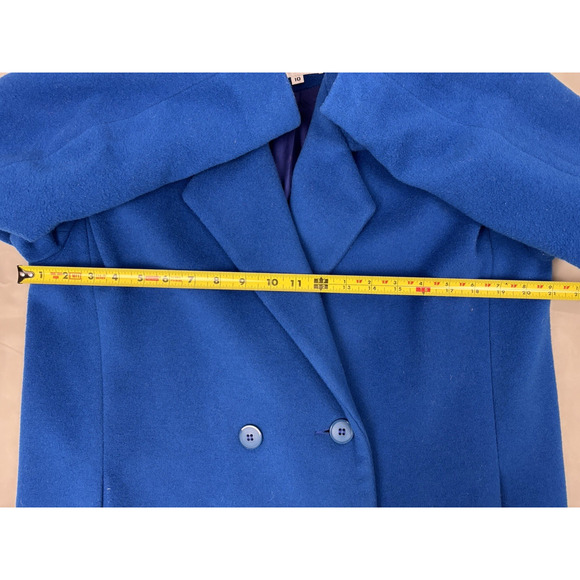 Vintage Ferncroft Full Length Wool Coat Women's 10 Cobalt Blue Double Breasted - Picture 8 of 15
